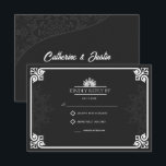 Cartons Réponse Peacock Art déco moderne Mariage blanc et noir<br><div class="desc">Inspiré par l'époque Art déco glamour. Cette invitation conviendra parfaitement aux couples à la recherche d'un mariage classique et élégant. Le point central est un paon magnifique, symbolisant la beauté et l'abondance. Contre un arrière - plan noir sophistiqué, les accents blancs immaculés créent un contraste saisissant, ajoutant une touche de...</div>