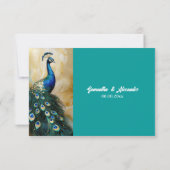 Cartons Réponse Peacock oiseau de luxe 3D vert émeraude turquoise  (Dos)