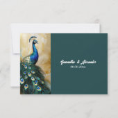 Cartons Réponse Peacock oiseau luxe 3D foncé turquoise émeraude rs (Dos)