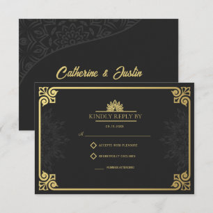 Cartons Réponse Peacock or et Mariage noir Art déco moderne