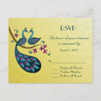 Cartons Réponse Peacock - Peahen RSVP, jaune moutarde
