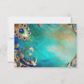 Cartons Réponse Peacock plumes bleu or marbré arrière - plan (Dos)