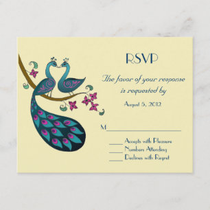 Cartons Réponse Peacock RSVP, ivoire