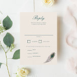 Cartons Réponse Peacock vintage<br><div class="desc">Ce design mariage de style vintage beige présente un design époustouflant de plumes de paon bleu et vert vif, lui donnant un look unique et élégant. L'arrière - plan beige dégage une atmosphère chaleureuse et accueillante, évoquant une sensation de nostalgie et d'intemporalité. Le design en plumes de paon bleu et...</div>