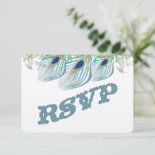 Cartons Réponse Peacock Vintage 3 plumes Merci (Debout devant)