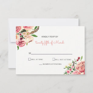 Cartons Réponse Pêche et fleurs de corail mariage floral