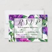 Cartons Réponse Peonées d'aquarelle romantique violet magenta rose (Devant)