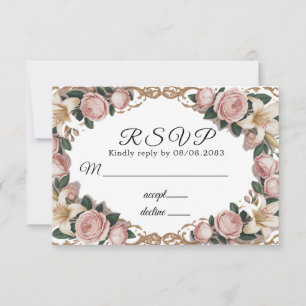 Cartons Réponse Peonies roses Rococo Mariage cadre