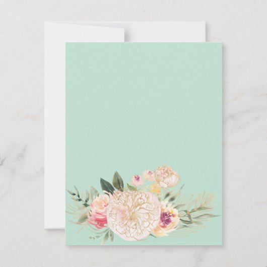 Cartons Réponse Peonies Typographie Exigences alimentaires mariage (Dos)