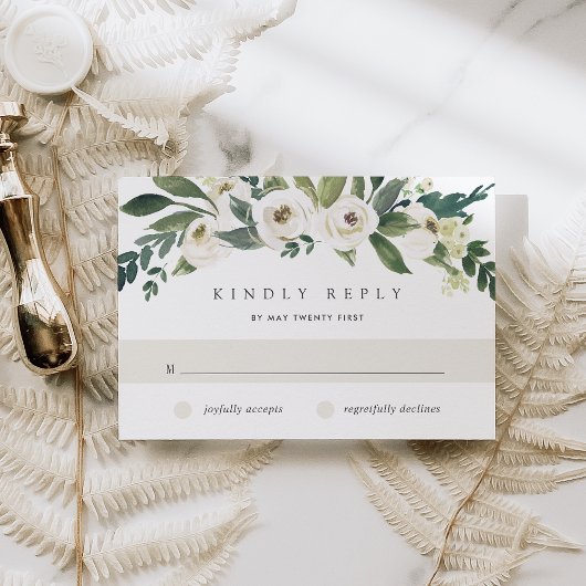 Cartons Réponse Peony blanc | Mariage floral aquarelle