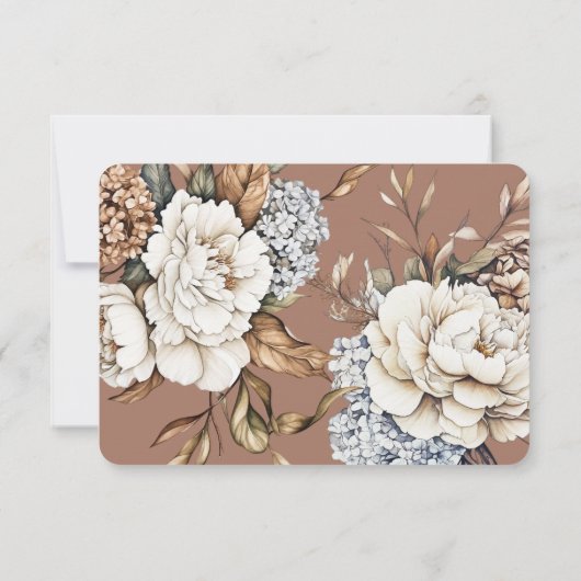 Cartons Réponse Peony moderne et Hydrangea Mocha Mousse Mariage (Dos)