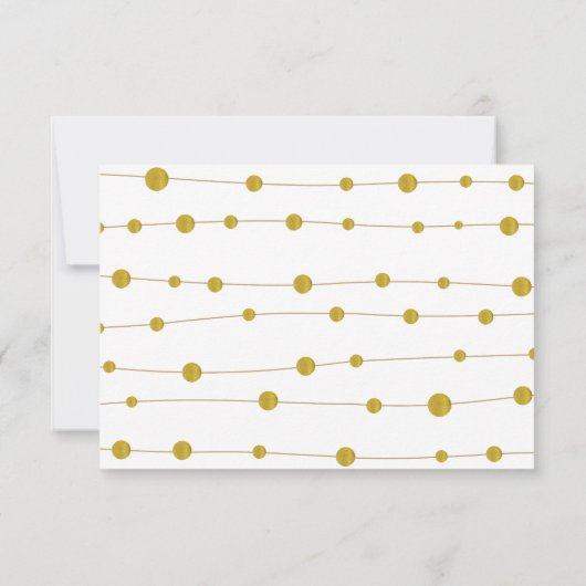 Cartons Réponse Perles en feuille d'or et strié mariage moderne RS (Dos)