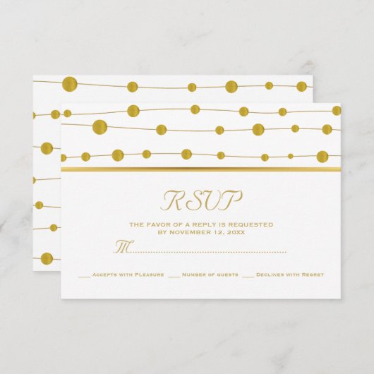 Cartons Réponse Perles en feuille d'or et strié mariage moderne RS (Devant / Derrière)