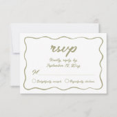 Cartons Réponse Personnalisé Simple Main Écrit Olive Green Mariage (Devant)