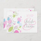Cartons Réponse Pétales de fleurs modernes graphiques mariage form (Devant / Derrière)
