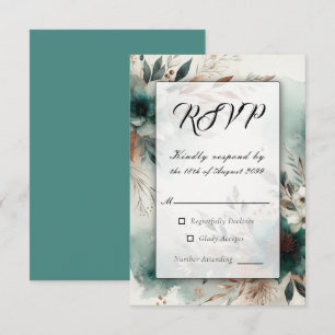 Cartons Réponse Pétales turquoises en Mariage de fleurs de bronze