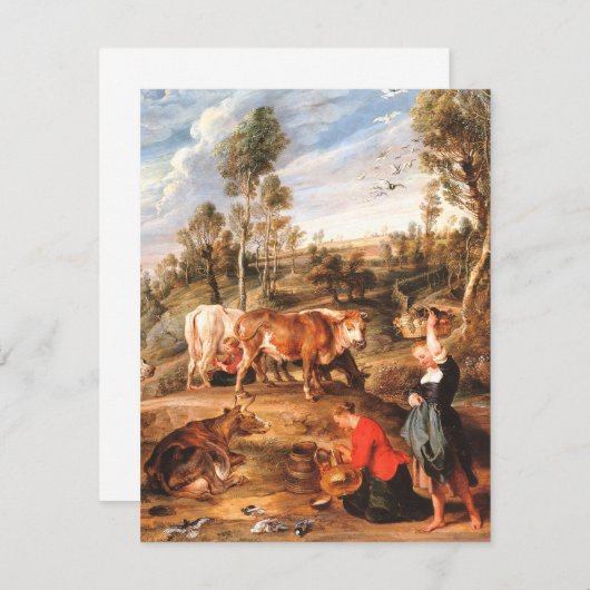 Cartons Réponse Peter Paul Rubens Milkmaips avec du bétail sur une (Devant / Derrière)