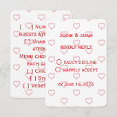 Cartons Réponse petits coeurs mariage (Devant / Derrière)