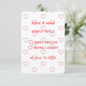 Cartons Réponse petits coeurs mariage (Debout devant)