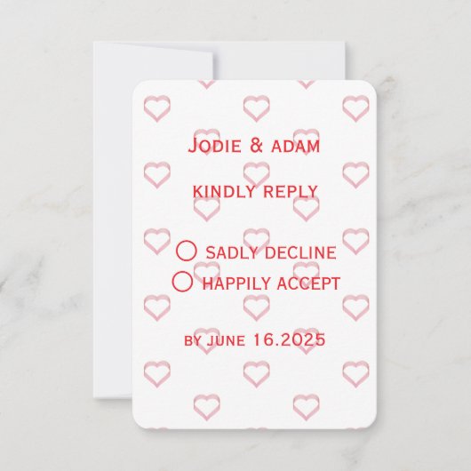Cartons Réponse petits coeurs mariage (Devant)