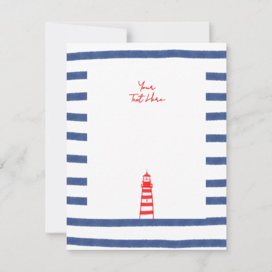 Cartons Réponse Phare rayé rouge bleu mariage côte est (Dos)