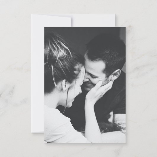 Cartons Réponse Photo Mariage de code QR noir moderne (Dos)