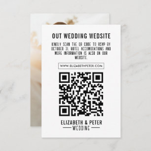 Cartons Réponse Photo Minimal Retro Mariage noir Qr Code