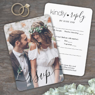 Cartons Réponse Photo Overlay Simple Script Mariage élégant