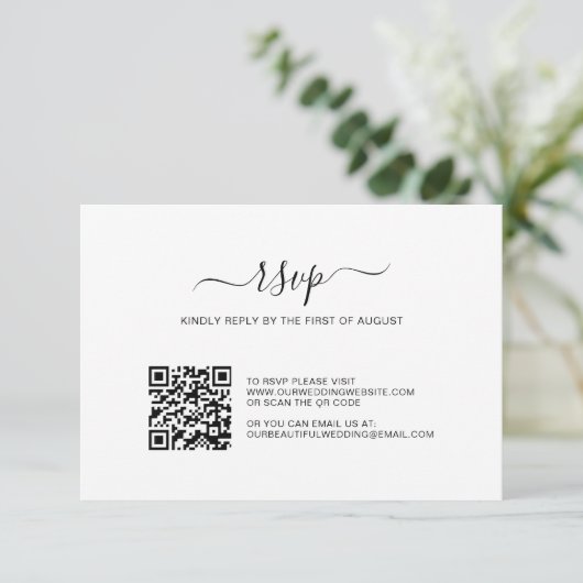 Cartons Réponse Photo simple en noir et blanc Mariage de code QR (Debout devant)