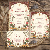 Cartons Réponse Pichwai Indian Lotus Peacock Wedding
