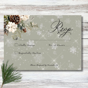 Cartons Réponse Pin Russe à neige et Mariage Floral Blanc