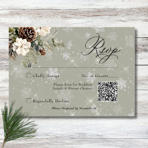 Cartons Réponse Pin Russe à neige et Mariage Floral Blanc