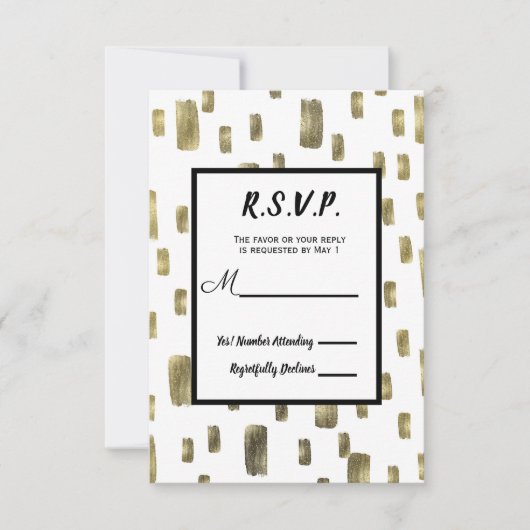 Cartons Réponse Pinceau Moderne Or Cuivre Bronze Répondre SVP (Devant)