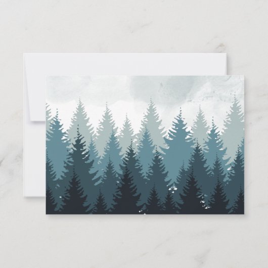 Cartons Réponse Pine Arbre Aquarelle Forêt Mariage rustique (Dos)
