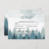 Cartons Réponse Pine Arbre Aquarelle Forêt Mariage rustique (Devant / Derrière)