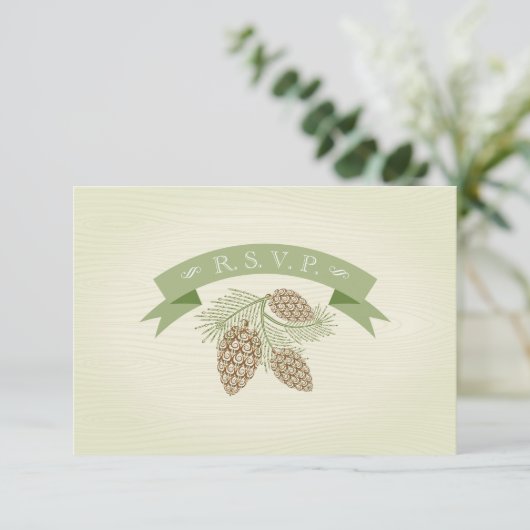 Cartons Réponse Pine Cones Mariage R.S.V.P. (Debout devant)
