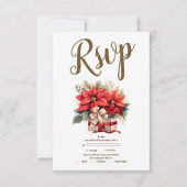 Cartons Réponse Pine Rustique Poinsettia Floral Mariage de Noël (Devant)