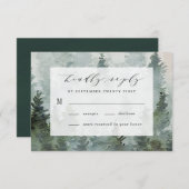 Cartons Réponse Pine Tree Forest Russe Aquarelle Mariage à thème (Devant / Derrière)