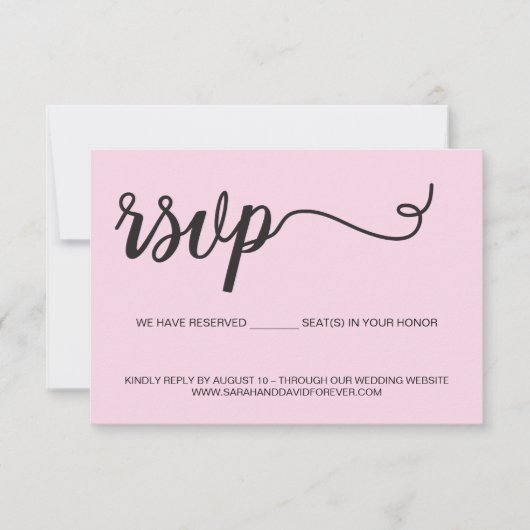 Cartons Réponse Pink Custom Photo Code QR site du Mariage (Devant)