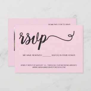 Cartons Réponse Pink Custom Photo Code QR site du Mariage