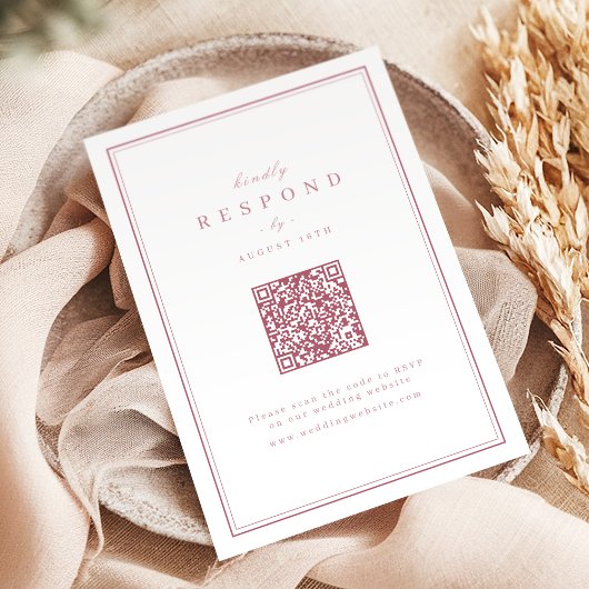 Cartons Réponse Pink Elegant borders gold classy QR code wedding