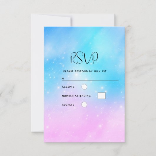 Cartons Réponse Pink et Blue Pastel Gradient Sky Mariage (Devant)