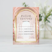 Cartons Réponse Pink Floral Fairytale Castle Wedding (Debout devant)