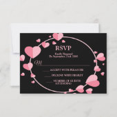 Cartons Réponse Pink Heart Black Geometric Wedding Party Elegant (Devant)
