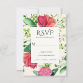 Cartons Réponse Pink & Red Clover Floral Greenery Mariage (Devant)