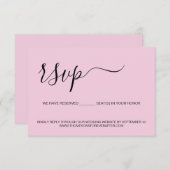 Cartons Réponse Pink Script minimal Réservé Mariage site Web (Devant / Derrière)