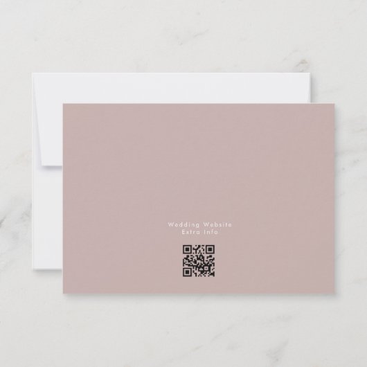 Cartons Réponse Pink Taupe Blanc Simple QR Code Mariage site Web (Dos)