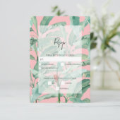 Cartons Réponse Pink Tropical Banana Palm Feuille Mariage (Debout devant)