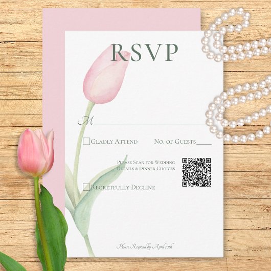 Cartons Réponse Pink Tulip Solo Wedding QR Code