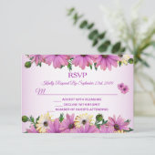 Cartons Réponse Pink Yellow Floral Rustic Elegant Wedding (Debout devant)